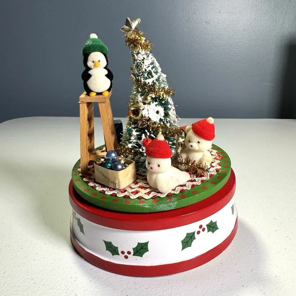 Rare Enesco 1986 X-mas Tree Gifts Revolving Musical | Vintage Christmas‎ #313327